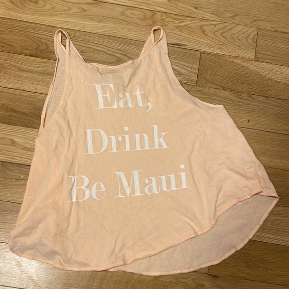 Wildfox Eat, Drink, Be Maui Graphic Tank Top in Pastel Pink - Picture 2 of 11